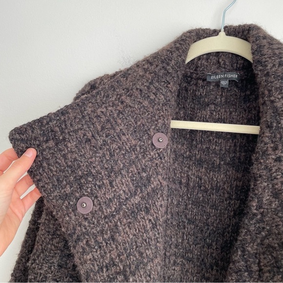 Eileen Fisher wool alpaca chunky knit Brown Long Cardigan Sweater system neutral - Picture 7 of 14